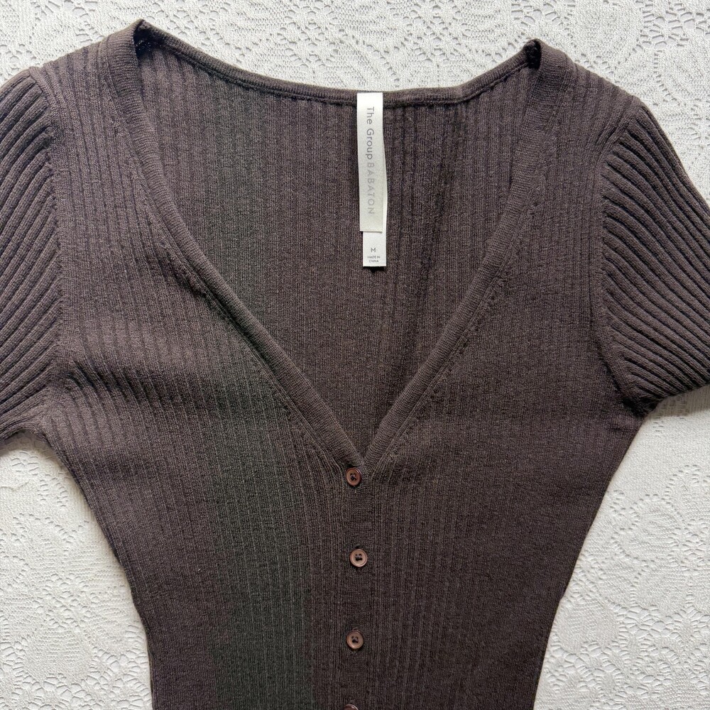 The Group Babaton Sweater Dress Womens Medium Brown Ribbed Bodycon Midi - Picture 10 of 13